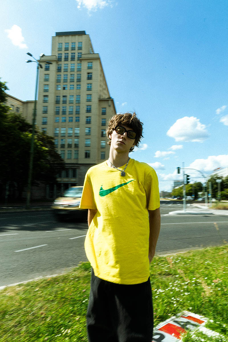 man on a street crossing in berlin
